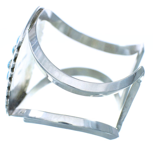 Turquoise Genuine Sterling Silver Navajo Indian Cuff Bracelet RX103450